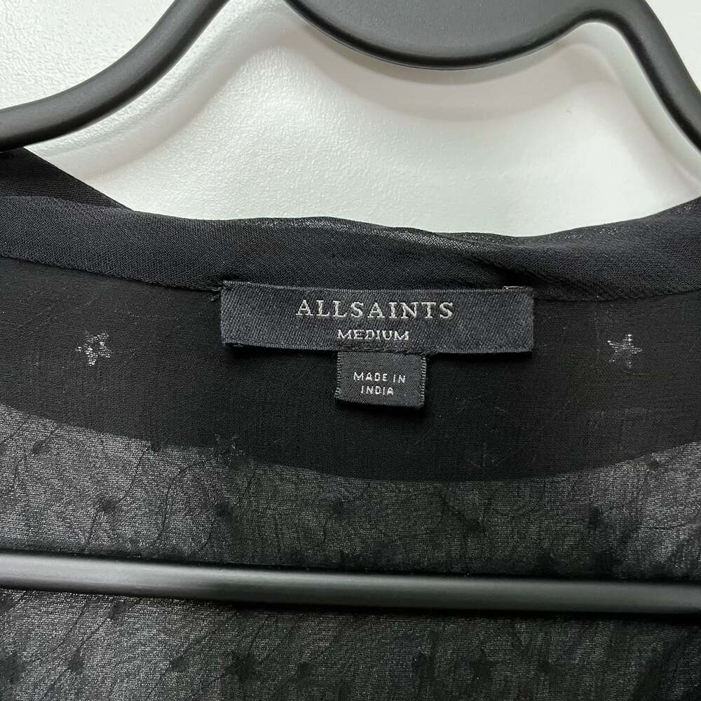 All Saints Shalien Star Embellished Sheer Black Top Blouse - Picture 2 of 13